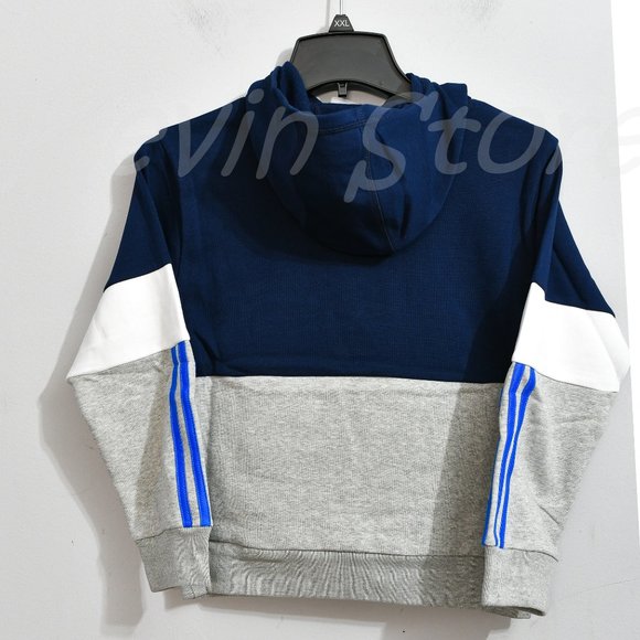 Adidas Boys' Youth Pullover Fleece Hoodie BLUE - Picture 5 of 6